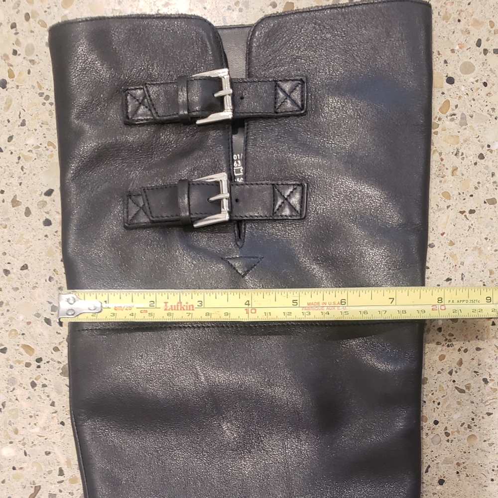 ZARA Leather 2 Buckle Over The Knee Lug Sole Tall Boots - Picture 10 of 13